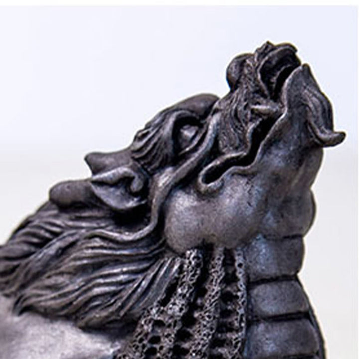 Statue de Buddha Stones en résine moulée à la main en forme de tortue dragon en poudre de fer et de rouille, décoration de la maison