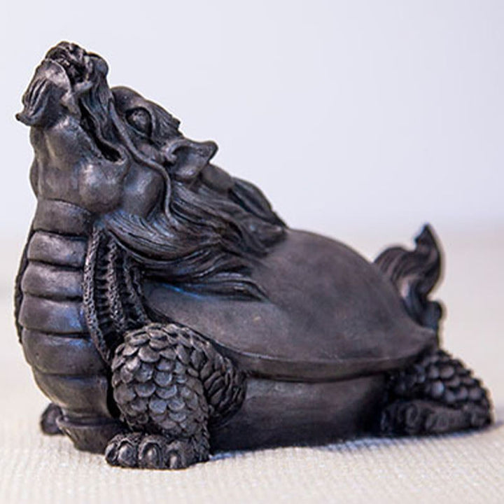 Statue de Buddha Stones en résine moulée à la main en forme de tortue dragon en poudre de fer et de rouille, décoration de la maison