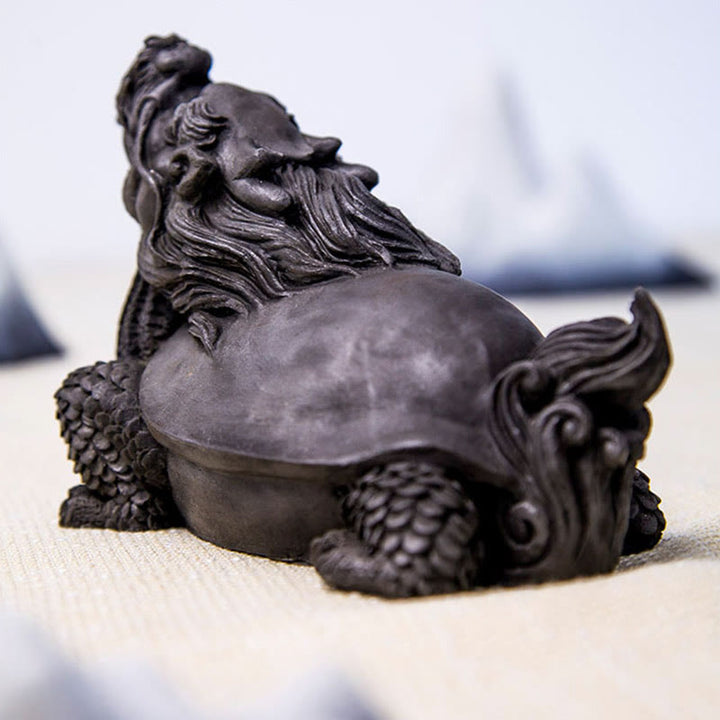 Statue de Buddha Stones en résine moulée à la main en forme de tortue dragon en poudre de fer et de rouille, décoration de la maison