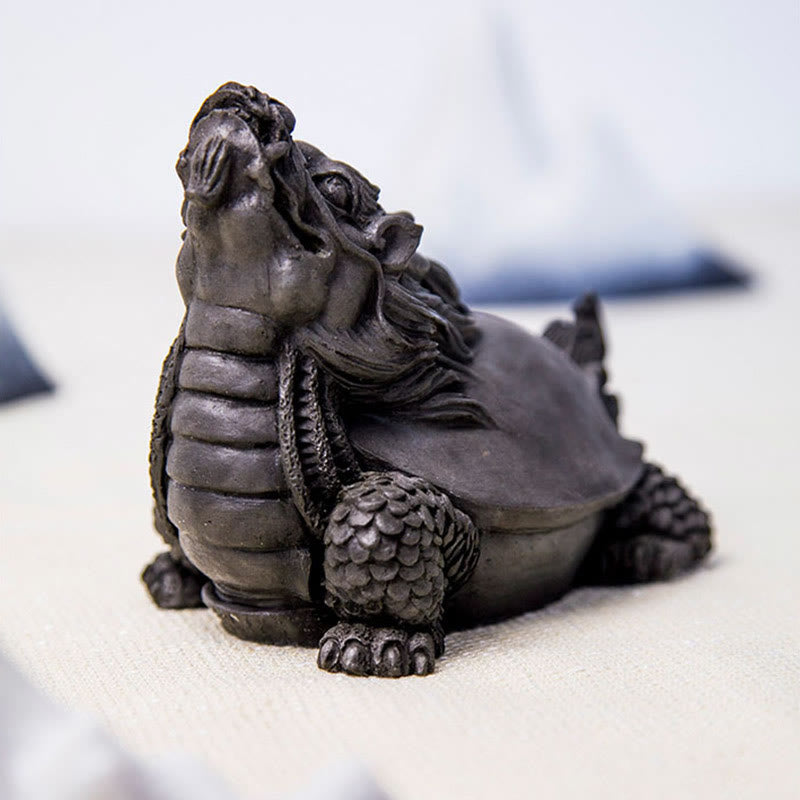 Statue de Buddha Stones en résine moulée à la main en forme de tortue dragon en poudre de fer et de rouille, décoration de la maison