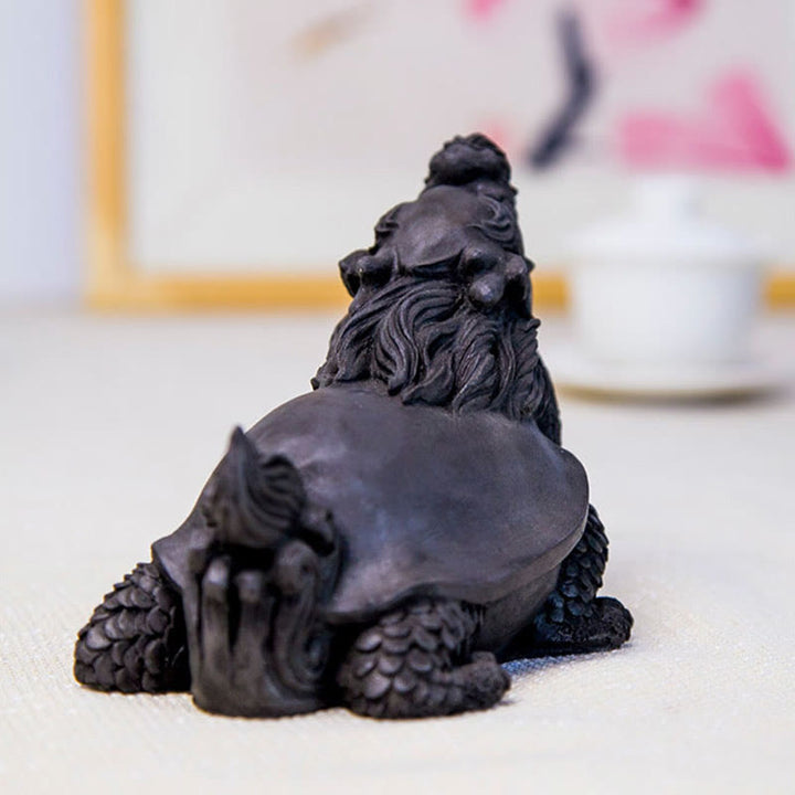 Statue de Buddha Stones en résine moulée à la main en forme de tortue dragon en poudre de fer et de rouille, décoration de la maison