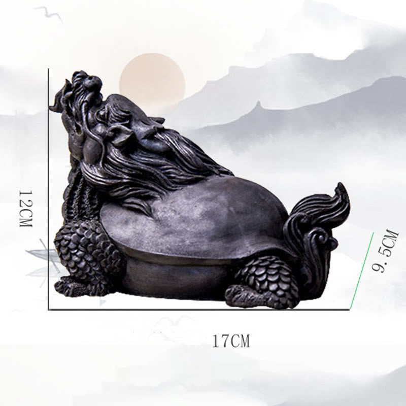 Statue de Buddha Stones en résine moulée à la main en forme de tortue dragon en poudre de fer et de rouille, décoration de la maison