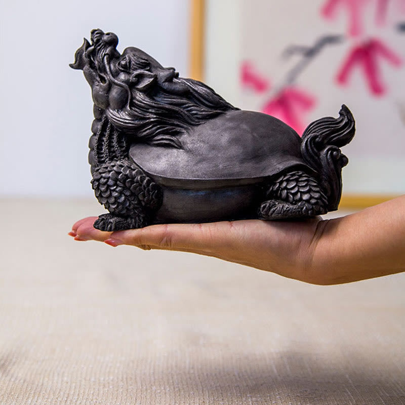 Statue de Buddha Stones en résine moulée à la main en forme de tortue dragon en poudre de fer et de rouille, décoration de la maison
