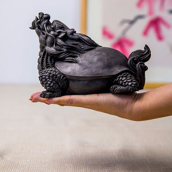 Statue de Buddha Stones en résine moulée à la main en forme de tortue dragon en poudre de fer et de rouille, décoration de la maison