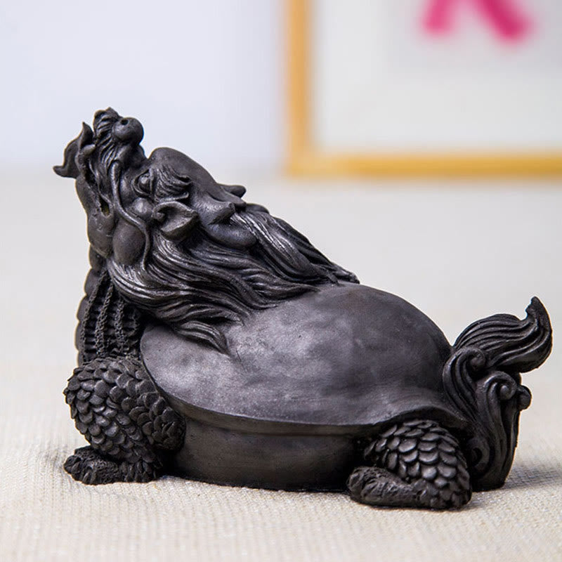 Statue de Buddha Stones en résine moulée à la main en forme de tortue dragon en poudre de fer et de rouille, décoration de la maison