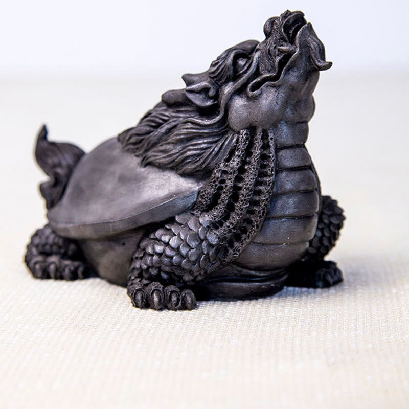 Statue de Buddha Stones en résine moulée à la main en forme de tortue dragon en poudre de fer et de rouille, décoration de la maison