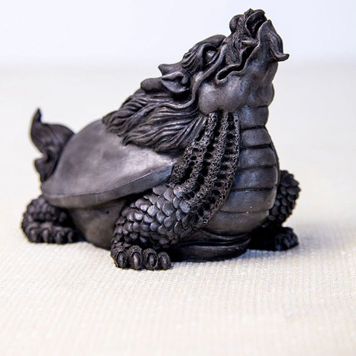 Statue de Buddha Stones en résine moulée à la main en forme de tortue dragon en poudre de fer et de rouille, décoration de la maison