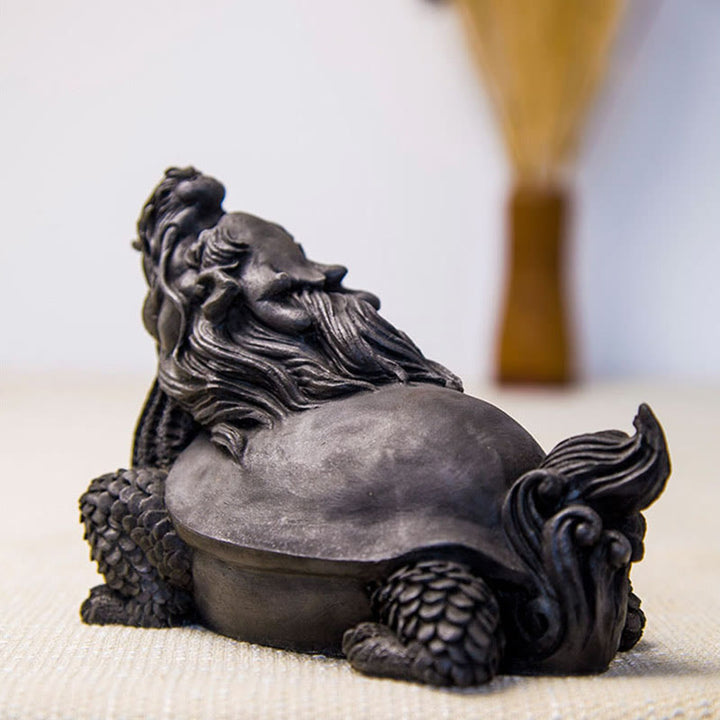 Statue de Buddha Stones en résine moulée à la main en forme de tortue dragon en poudre de fer et de rouille, décoration de la maison