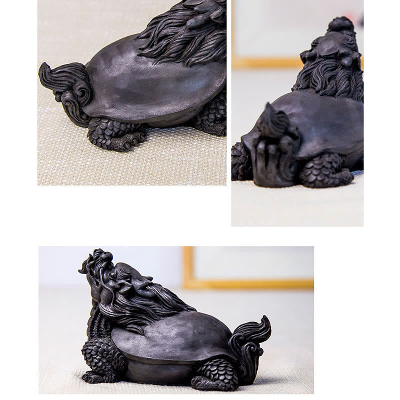Statue de Buddha Stones en résine moulée à la main en forme de tortue dragon en poudre de fer et de rouille, décoration de la maison