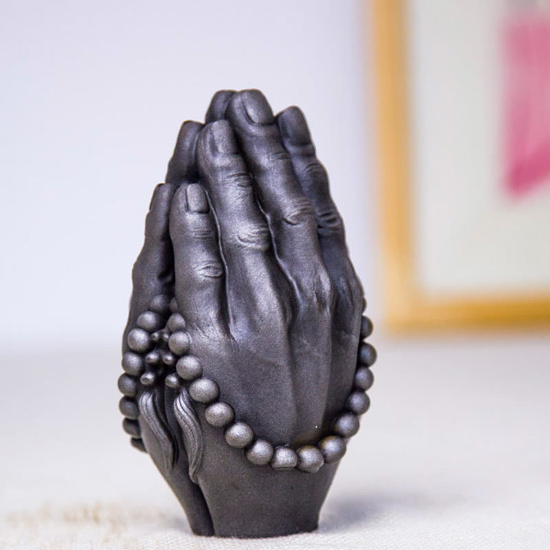 Buddha Stones Main de Bouddha faite à la main Namaste Poudre de fer Rouille Statue en résine coulée Décoration