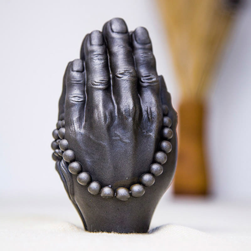 Buddha Stones Main de Bouddha faite à la main Namaste Poudre de fer Rouille Statue en résine coulée Décoration