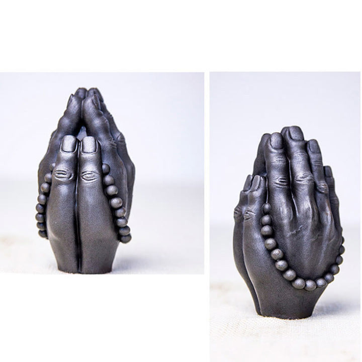 Buddha Stones Main de Bouddha faite à la main Namaste Poudre de fer Rouille Statue en résine coulée Décoration