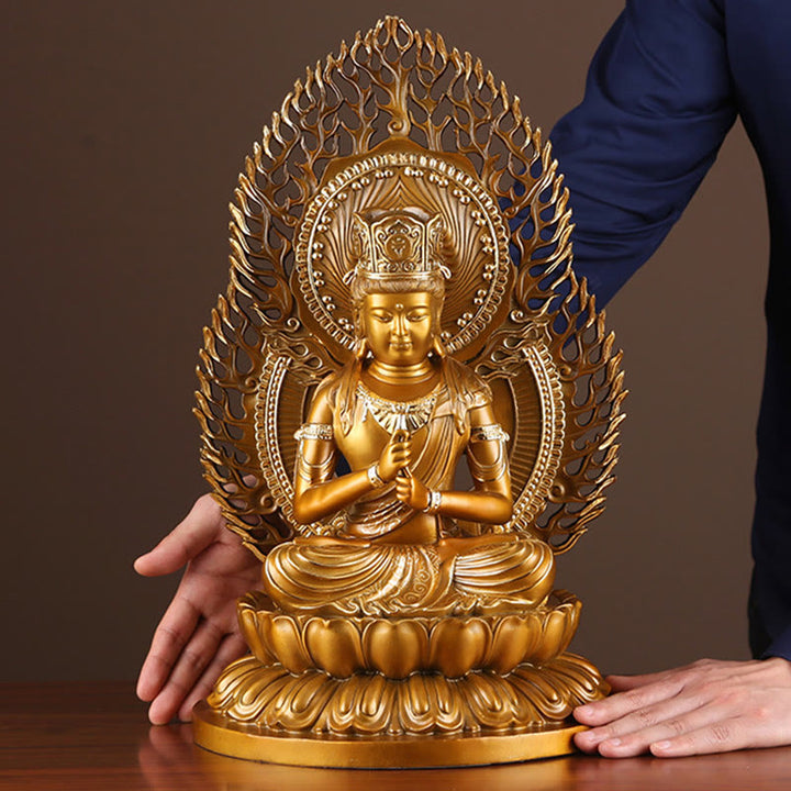 Buddha Stones Figurine de Bouddha Tathagata Statue de Sérénité en Cuivre Décoration d'Offrande à la Maison - image 1