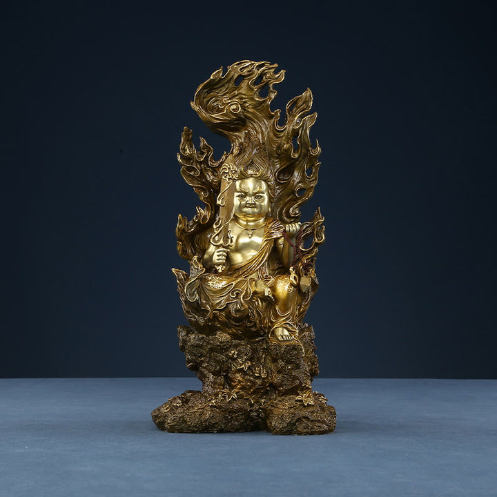 Buddha Stones Figurine de Bouddha Acalanatha Statue de Sérénité en Cuivre Décoration d'Offrande à la Maison