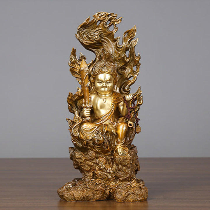 Buddha Stones Figurine de Bouddha Acalanatha Statue de Sérénité en Cuivre Décoration d'Offrande à la Maison