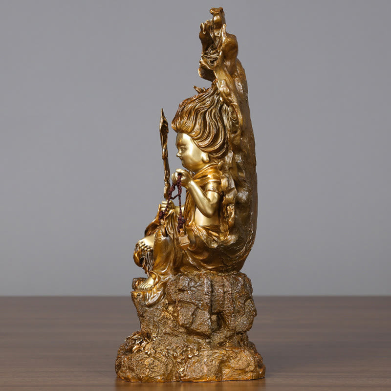 Buddha Stones Figurine de Bouddha Acalanatha Statue de Sérénité en Cuivre Décoration d'Offrande à la Maison