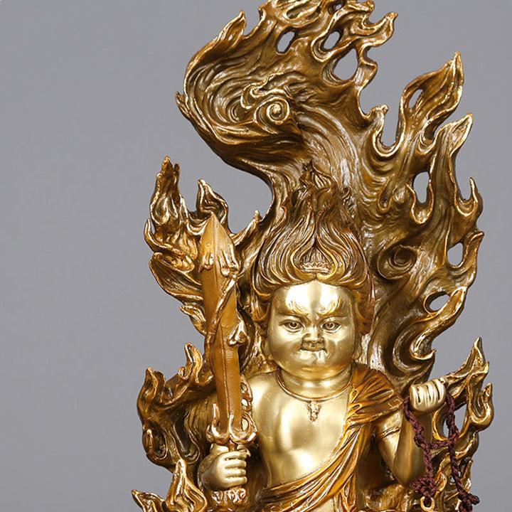 Buddha Stones Figurine de Bouddha Acalanatha Statue de Sérénité en Cuivre Décoration d'Offrande à la Maison