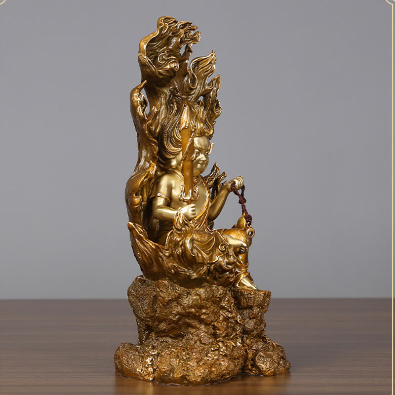 Buddha Stones Figurine de Bouddha Acalanatha Statue de Sérénité en Cuivre Décoration d'Offrande à la Maison