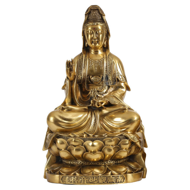 Buddha Stones Kwan Yin Avalokitesvara Richesse Laiton Cuivre Statue Décoration de Bureau à Domicile - image 12