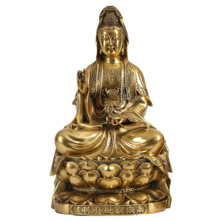 Buddha Stones Kwan Yin Avalokitesvara Richesse Laiton Cuivre Statue Décoration de Bureau à Domicile - image 12