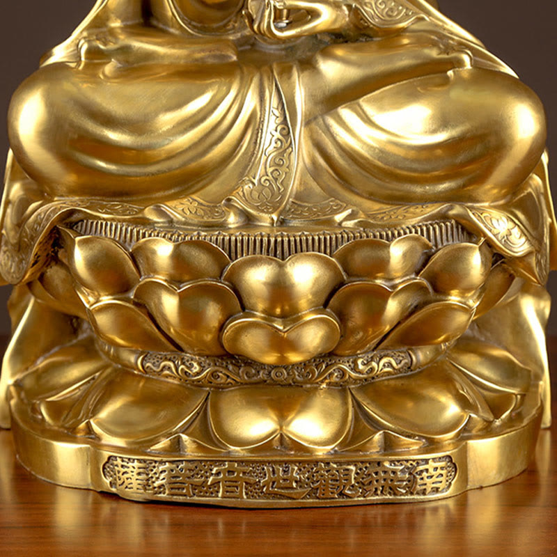 Buddha Stones Kwan Yin Avalokitesvara Richesse Laiton Cuivre Statue Décoration de Bureau à Domicile - image 10
