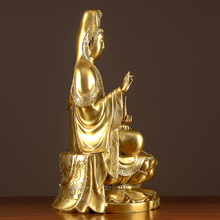 Buddha Stones Kwan Yin Avalokitesvara Richesse Laiton Cuivre Statue Décoration de Bureau à Domicile - image 8