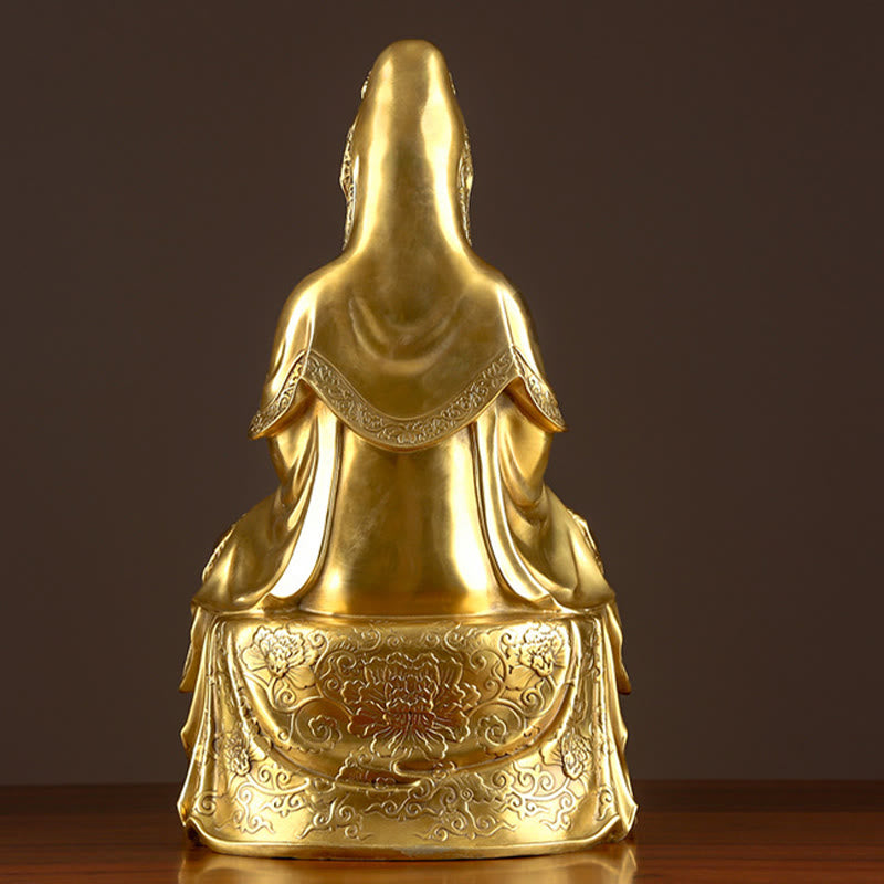 Buddha Stones Kwan Yin Avalokitesvara Richesse Laiton Cuivre Statue Décoration de Bureau à Domicile - image 7