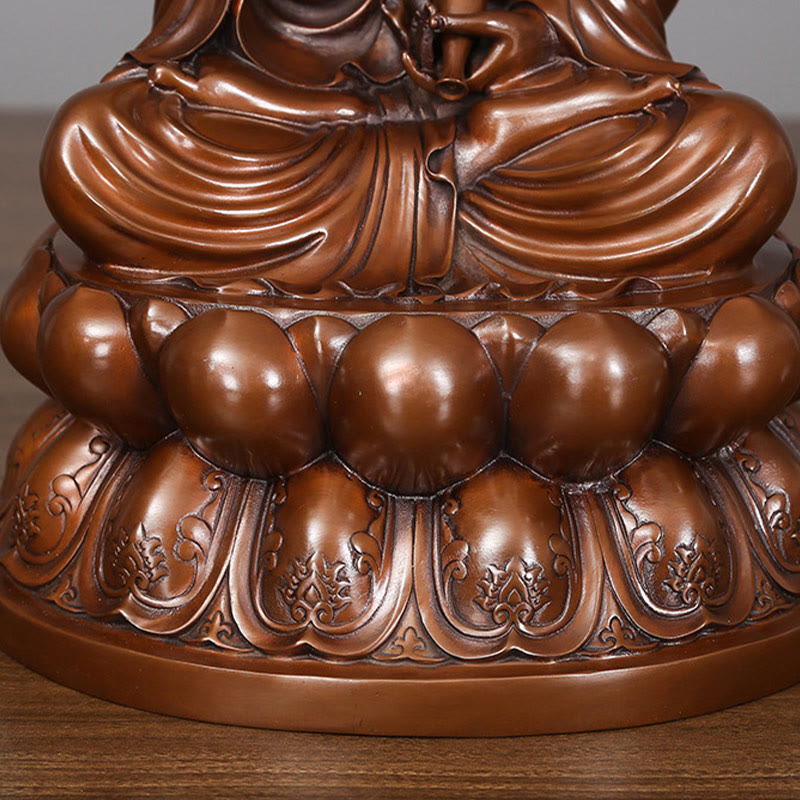 Buddha Stones Kwan Yin Avalokitesvara Lotus Richesse Statue en cuivre Décoration de bureau à domicile - image 12