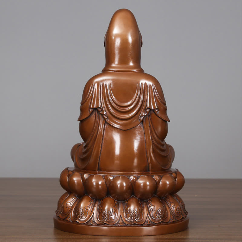 Buddha Stones Kwan Yin Avalokitesvara Lotus Richesse Statue en cuivre Décoration de bureau à domicile - image 4
