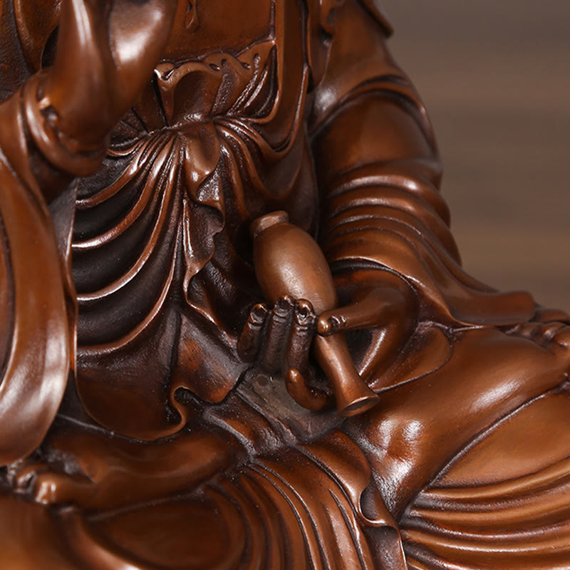 Buddha Stones Kwan Yin Avalokitesvara Lotus Richesse Statue en cuivre Décoration de bureau à domicile - image 11