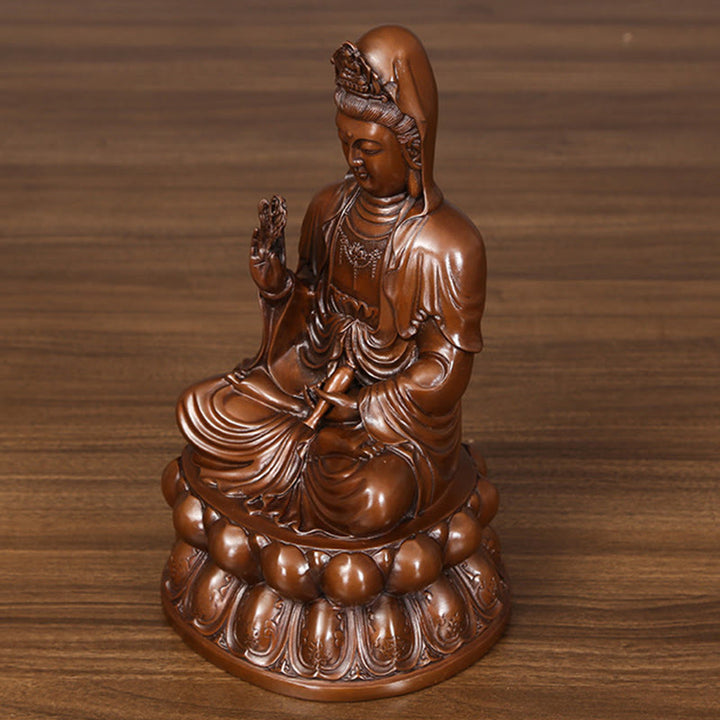 Buddha Stones Kwan Yin Avalokitesvara Lotus Richesse Statue en cuivre Décoration de bureau à domicile - image 14