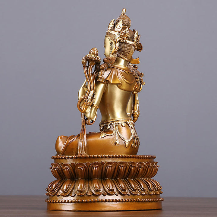 Buddha Stones Bodhisattva Vert Tara Figurine Protection Laiton Cuivre Statue Offrande Maison Décoration - image 3
