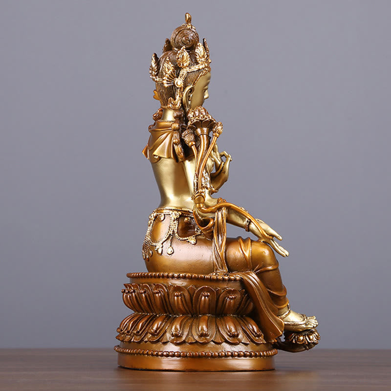 Buddha Stones Bodhisattva Vert Tara Figurine Protection Laiton Cuivre Statue Offrande Maison Décoration - image 10