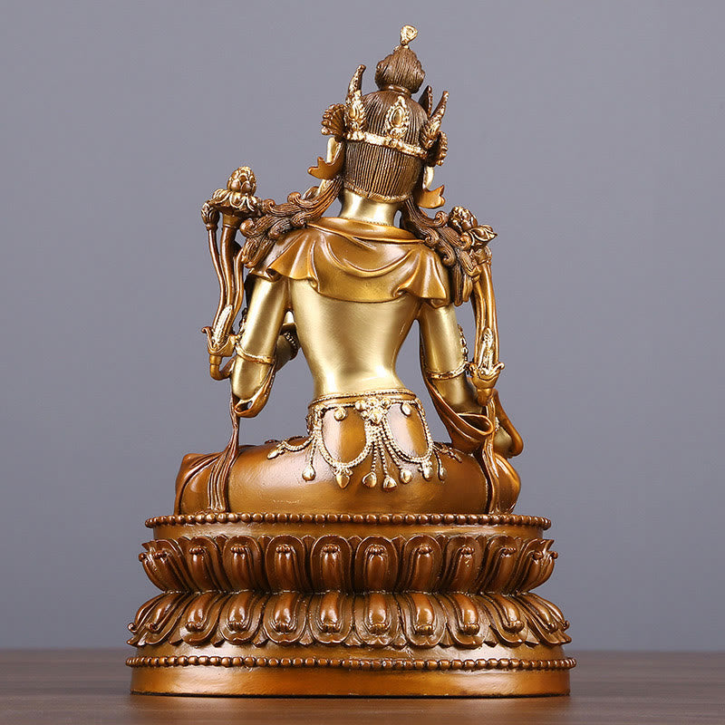 Buddha Stones Bodhisattva Vert Tara Figurine Protection Laiton Cuivre Statue Offrande Maison Décoration - image 2