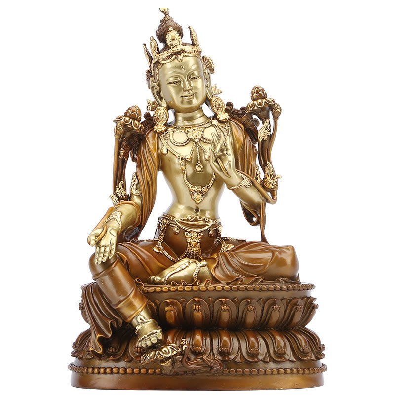Buddha Stones Bodhisattva Vert Tara Figurine Protection Laiton Cuivre Statue Offrande Maison Décoration - image 12