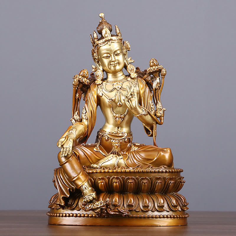 Buddha Stones Bodhisattva Vert Tara Figurine Protection Laiton Cuivre Statue Offrande Maison Décoration - Bodhisattva Tara Verte 27*24,5*24,5 cm - image 0