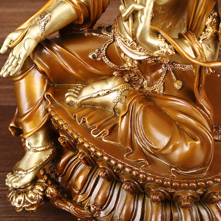 Buddha Stones Bodhisattva Vert Tara Figurine Protection Laiton Cuivre Statue Offrande Maison Décoration - image 9