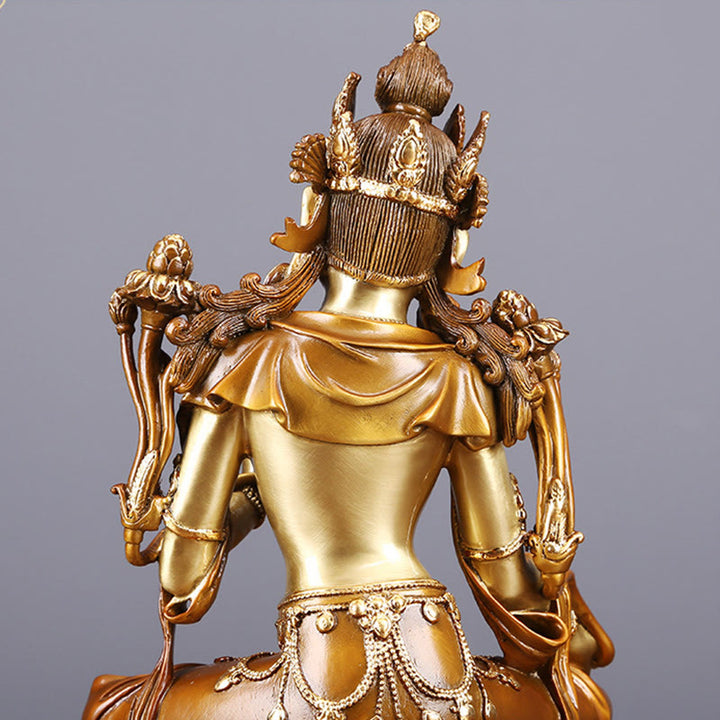 Buddha Stones Bodhisattva Vert Tara Figurine Protection Laiton Cuivre Statue Offrande Maison Décoration - image 7
