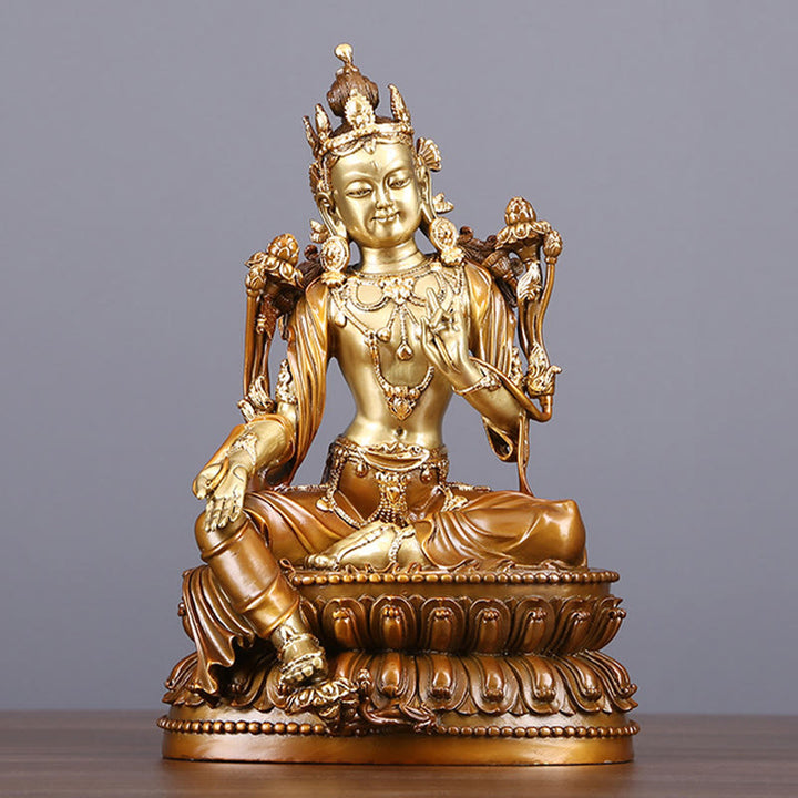 Buddha Stones Bodhisattva Vert Tara Figurine Protection Laiton Cuivre Statue Offrande Maison Décoration - Bodhisattva Tara Verte 27*24,5*24,5 cm - image 0