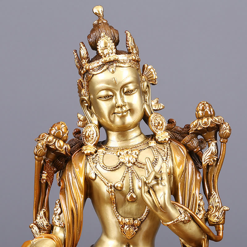 Buddha Stones Bodhisattva Vert Tara Figurine Protection Laiton Cuivre Statue Offrande Maison Décoration - image 6