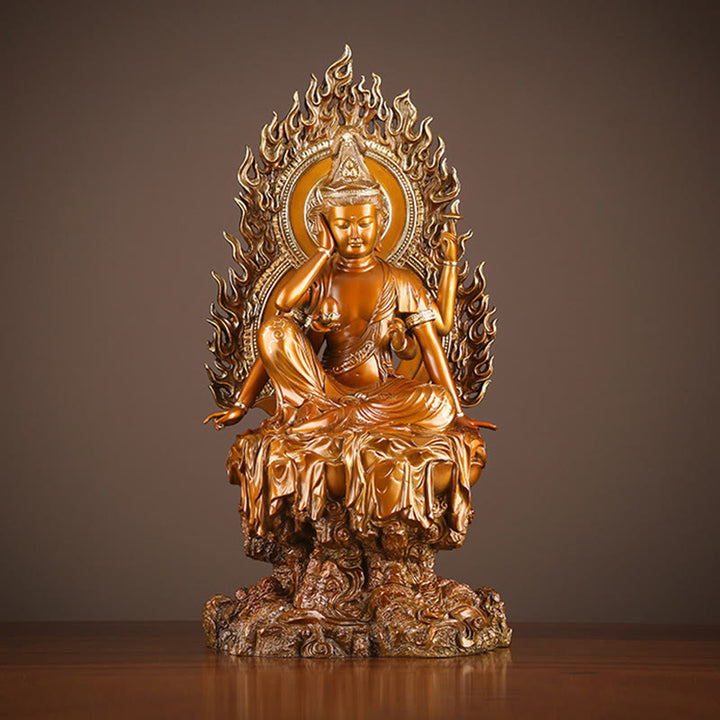 Buddha Stones Kwan Yin Avalokitesvara Succès Statue en laiton et cuivre Décoration d'autel de bureau à domicile - Avalokitesvara 24*19*51cm - image 0