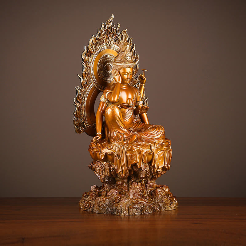 Buddha Stones Kwan Yin Avalokitesvara Succès Statue en laiton et cuivre Décoration d'autel de bureau à domicile - image 1