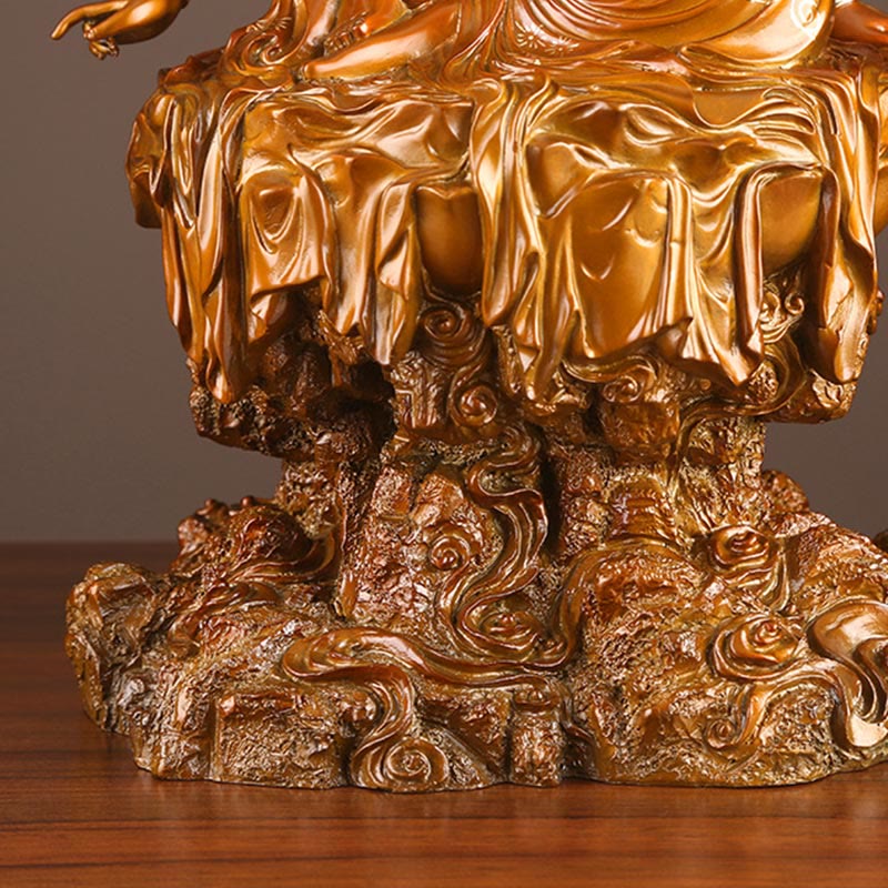Buddha Stones Kwan Yin Avalokitesvara Succès Statue en laiton et cuivre Décoration d'autel de bureau à domicile - image 10