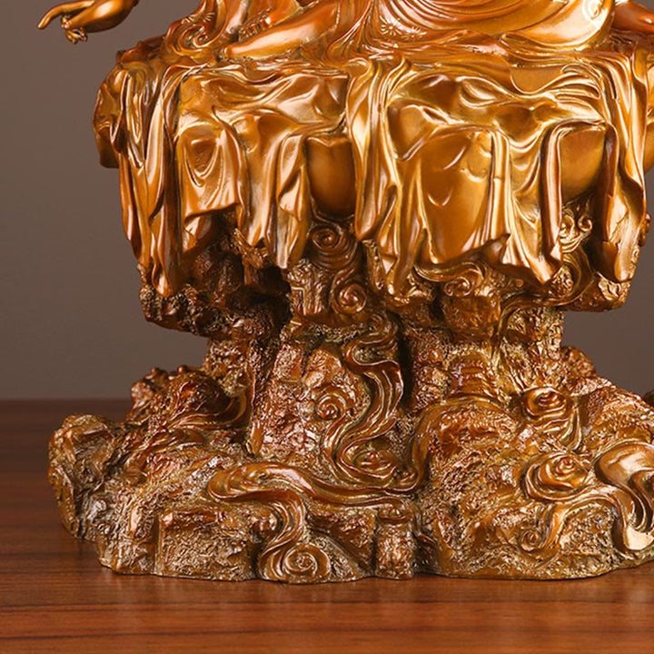 Buddha Stones Kwan Yin Avalokitesvara Succès Statue en laiton et cuivre Décoration d'autel de bureau à domicile - image 10