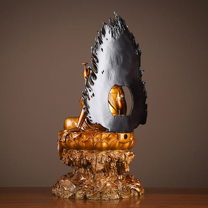 Buddha Stones Kwan Yin Avalokitesvara Succès Statue en laiton et cuivre Décoration d'autel de bureau à domicile - image 4