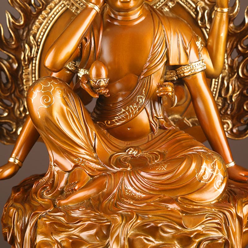 Buddha Stones Kwan Yin Avalokitesvara Succès Statue en laiton et cuivre Décoration d'autel de bureau à domicile - image 9