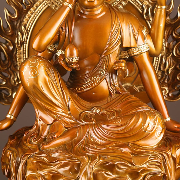 Buddha Stones Kwan Yin Avalokitesvara Succès Statue en laiton et cuivre Décoration d'autel de bureau à domicile - image 9