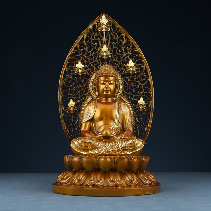 Buddha Stones Sakyamuni Amitabha Figurine de Bouddha de médecine Sérénité Statue en cuivre Offrande à la maison Décoration - image 17