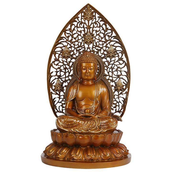 Buddha Stones Sakyamuni Amitabha Figurine de Bouddha de médecine Sérénité Statue en cuivre Offrande à la maison Décoration - image 12
