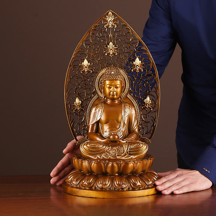 Buddha Stones Sakyamuni Amitabha Figurine de Bouddha de médecine Sérénité Statue en cuivre Offrande à la maison Décoration - image 16